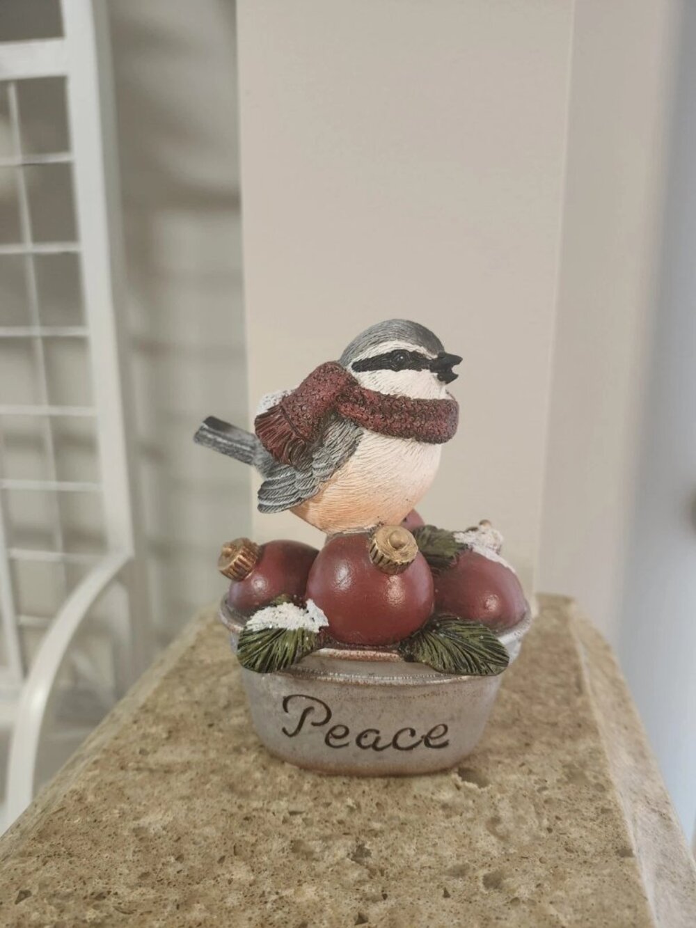 Winter Rustic Bird with Hat Figurine WinterPEACE  Christmas Statue
